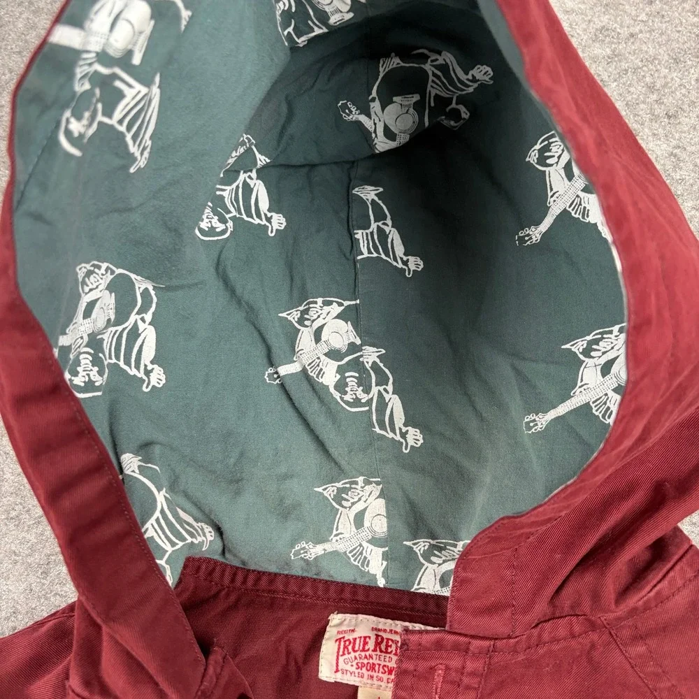 Y2K True Religion Hooded Western Shirt Mens Large Maroon Skater Grunge Surf 00s